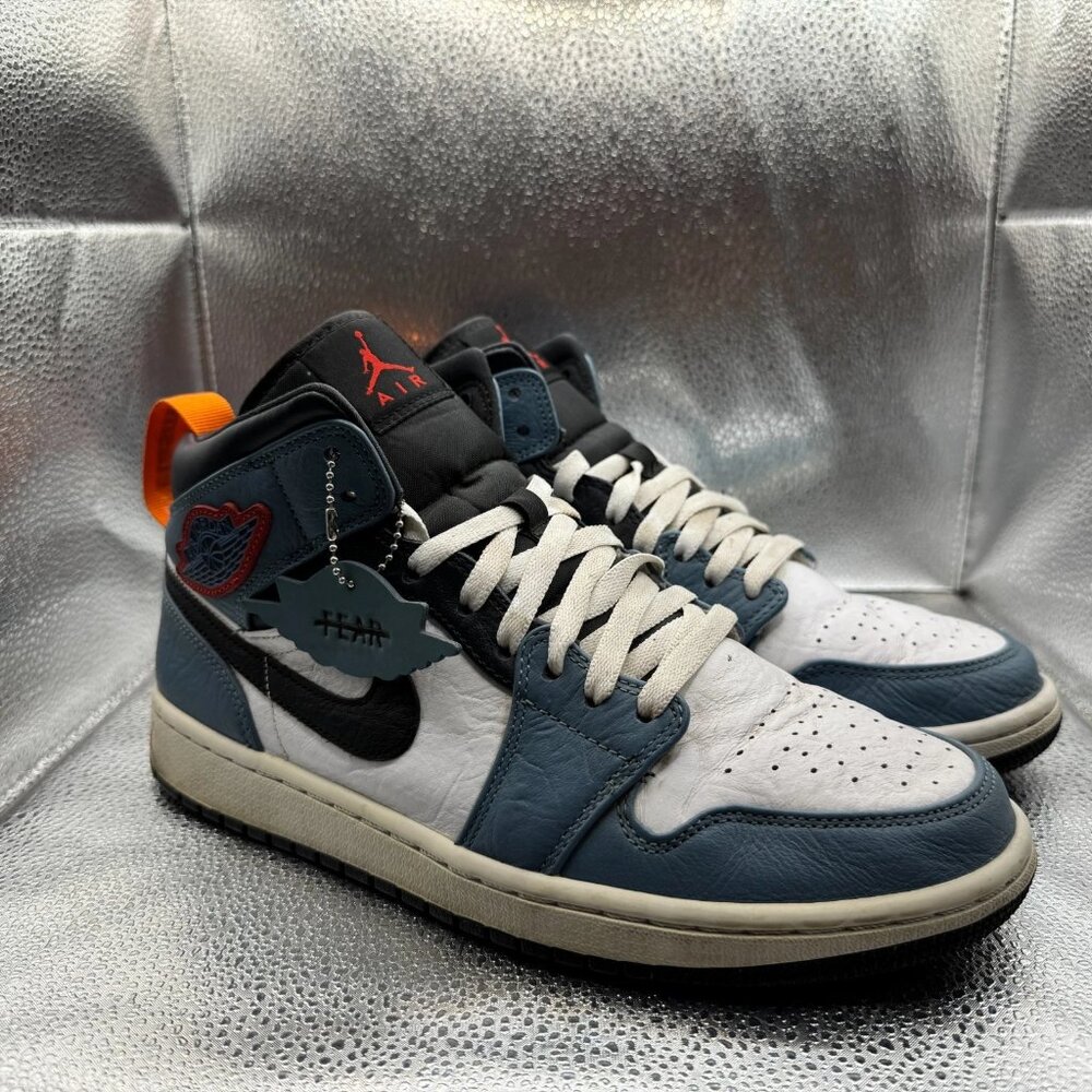 Size 9.5 Nike Air‎ Jordan 1 Mid x Facetasm Fearless White Mens Shoes CU2802-100